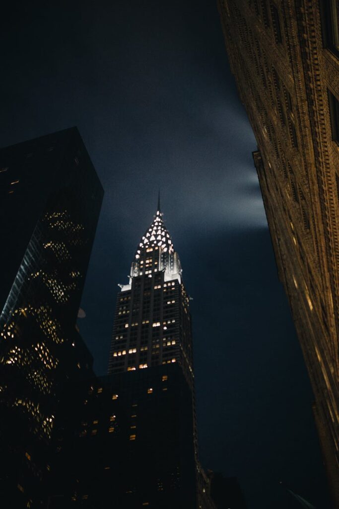 low angle photo of building during evening