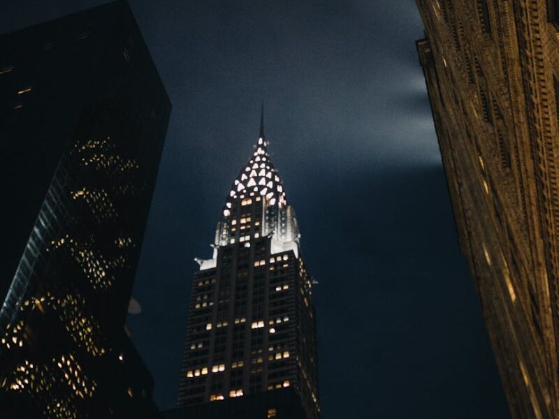 low angle photo of building during evening