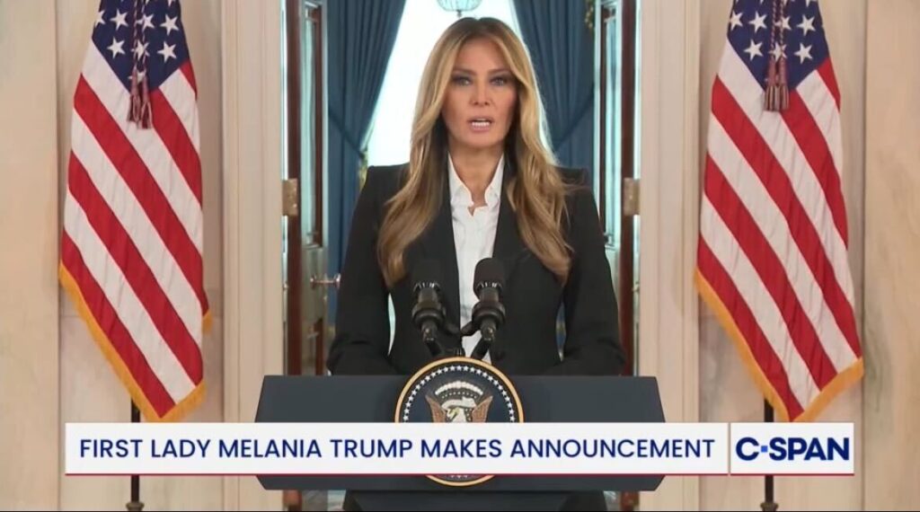 First Lady Melania Trump Speaking Photo Credit: CSPAN