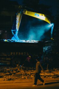 industrial machines on construction site