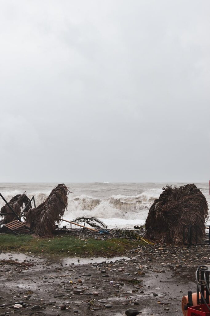 destruction on beach after hurricane