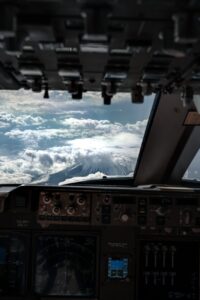 first person view of airplane cockpit