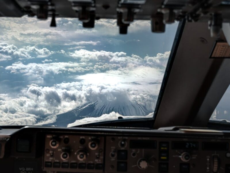 first person view of airplane cockpit
