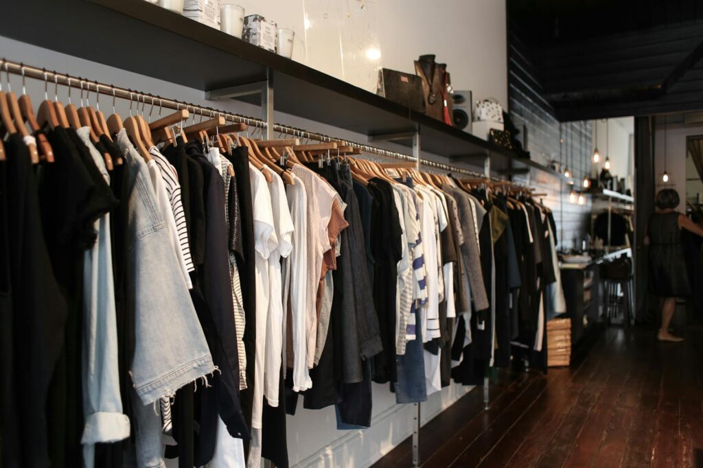 clothes hanged on clothes rack