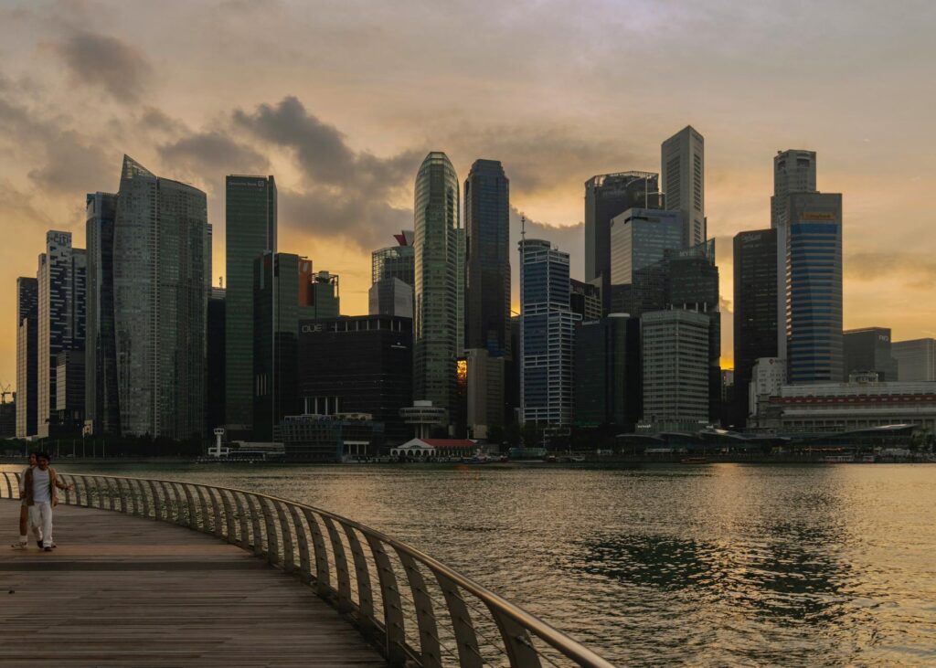stunning singapore skyline at sunset