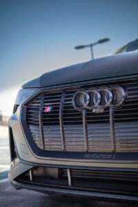 close up shot of an audi car