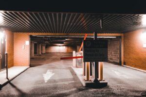 view of an underground parking lot