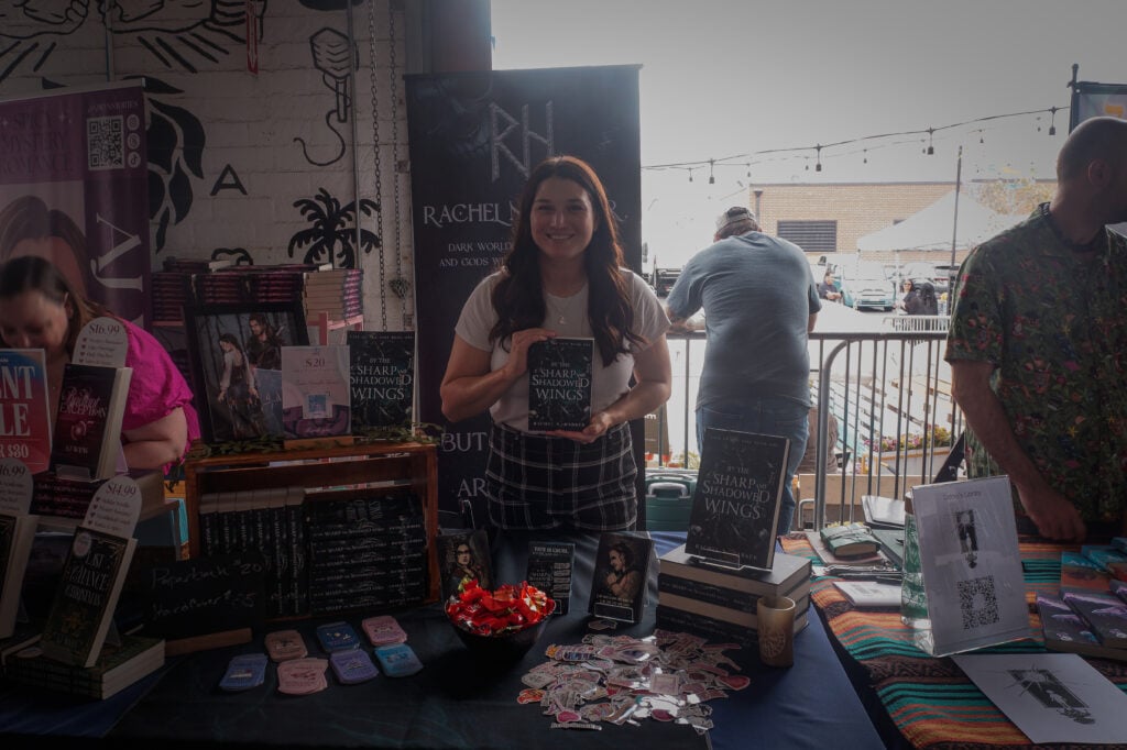 Author Rachel N. Harker presents her novel “Sharp Shadowed Wings” at the Fantasy & Science Fiction Book Fair in Hawthorne.
Credit: Photo by Maria Cornejo / Presence News