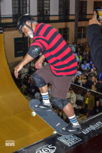 Ventura, CA, USA, May 2026: Steve Caballero skateboarding on vert ramp at Jackalope Competition. Photograph taken by Kasdyn Click of Presence News