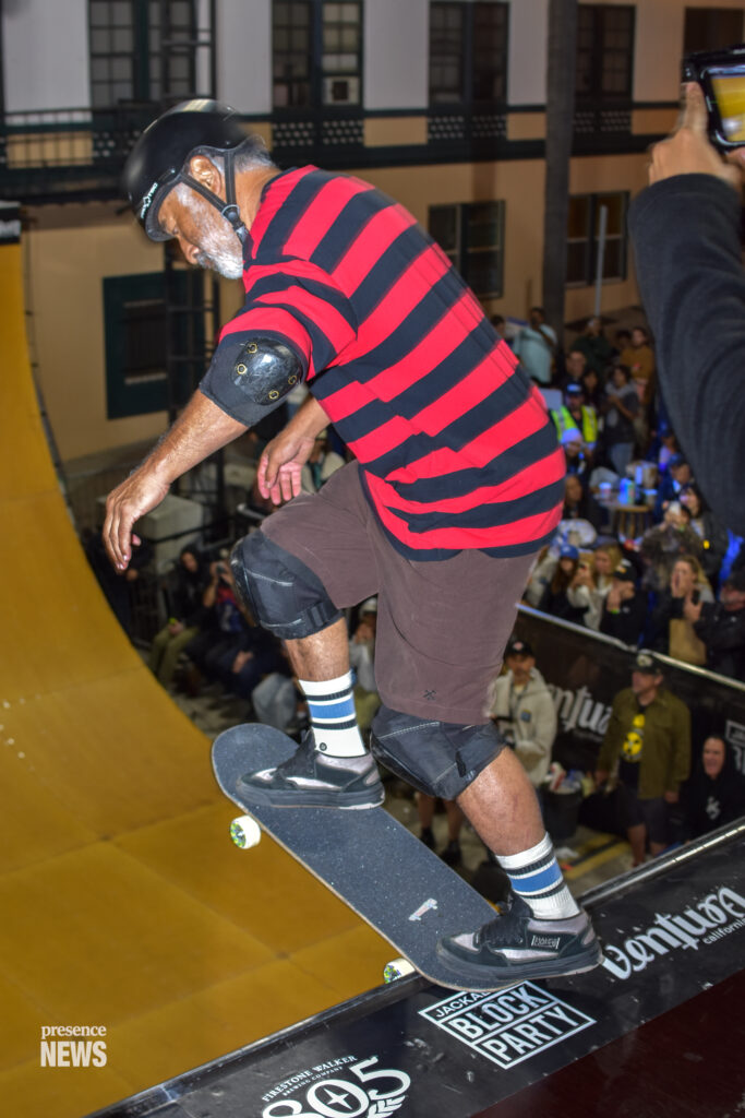 Ventura, CA, USA, May 2026: Steve Caballero skateboarding on vert ramp at Jackalope Competition. Photograph taken by Kasdyn Click of Presence News
