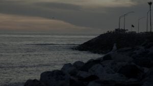 Pacific Palisades, CA, USA, February 2026: Sunset near a surf spot.