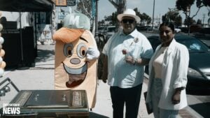 Lawndale, CA, USA, April 2026: Mascot, Frank M Talavera Lawndale City Council, Elizabeth Mateo town official photo taken by Maria Cornejo