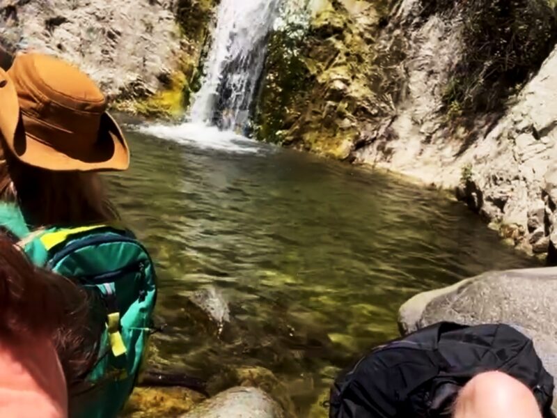Angeles Crest Highway, CA, USA, May 2026: Waterfall during hike in the San Gabriels