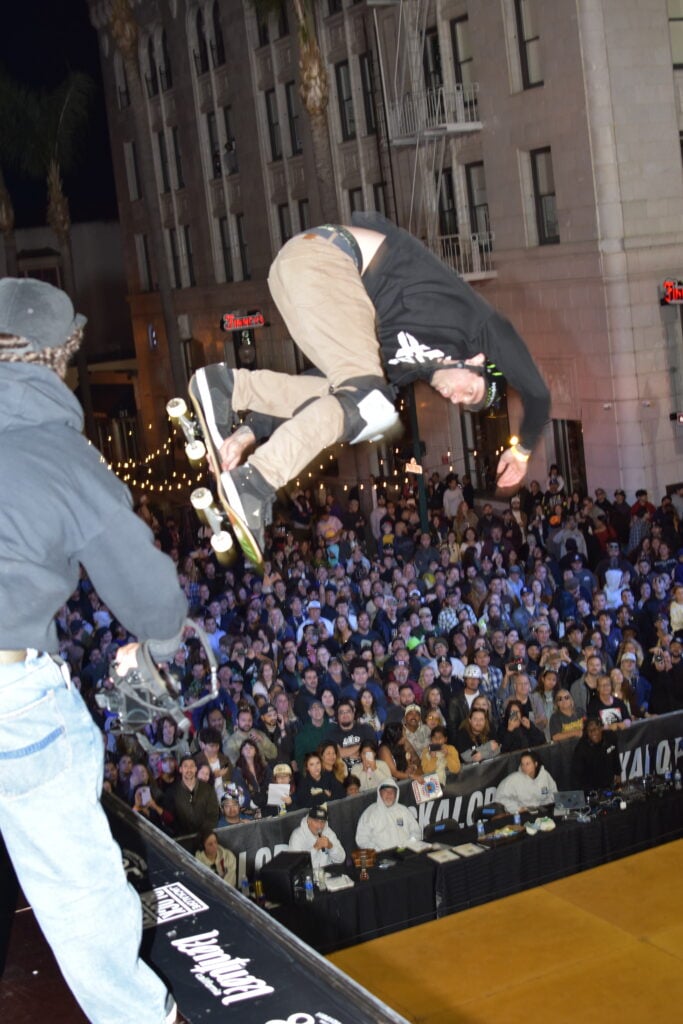 Ventura, CA, USA, May 2026: Elliot Sloan skateboarding on vert ramp at Jackalope event