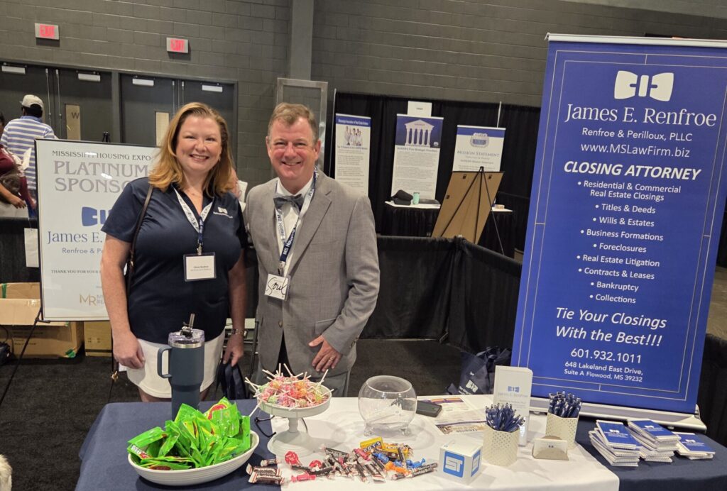JACKSON, MISSISSIPPI, USA – JUNE 6, 2026: Representatives of Renfroe & Perilloux PLLC pose at their exhibitor booth during the Third Annual Mississippi Housing Expo at the Mississippi Trade Mart in Jackson, Mississippi.
