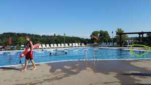 Verona, WI, USA, July 2012: Goodman Aquatic Center at the Irwin A. and Robert D. Goodman Jewish Community Campus - circled in yellow is where the save happened. Photo by Heather Thomas