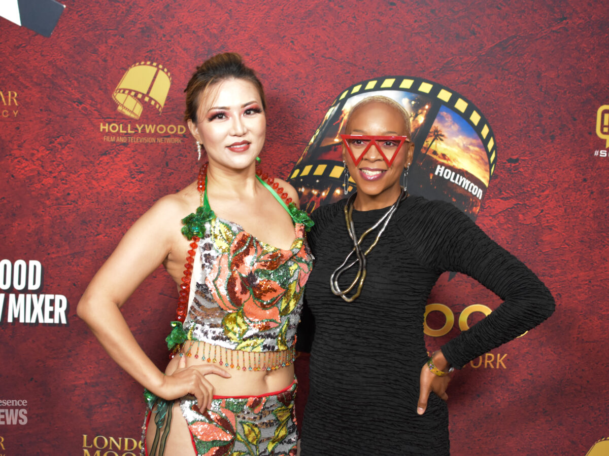 Jennifer Zhu Models Nyla Couture Fashion Line at Hollywood Film & Television Network Mixer in DTLA