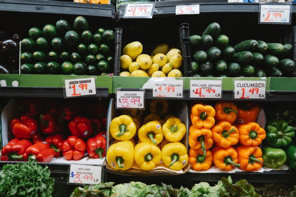 vegetable stall at supermarket
